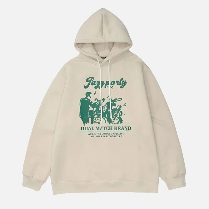 Band Vintage Printed Cotton Pullover Hoodie