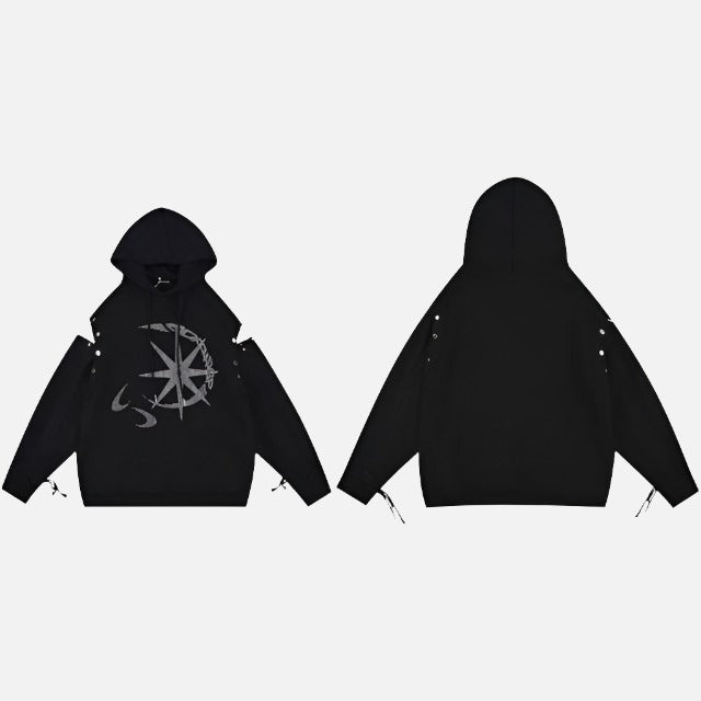 Astro Detachable Sleeve Rhinestone Hoodie