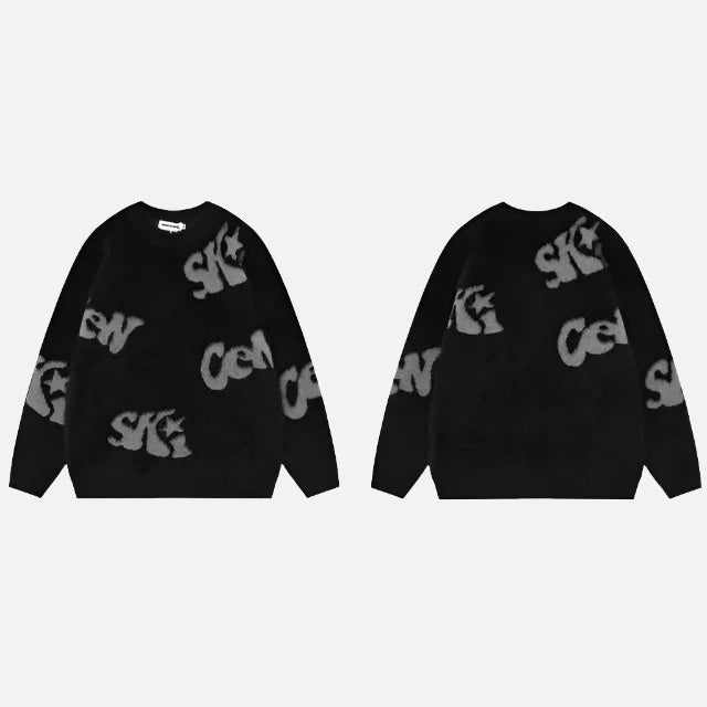 Y2k Retro Letter Knitted Sweater