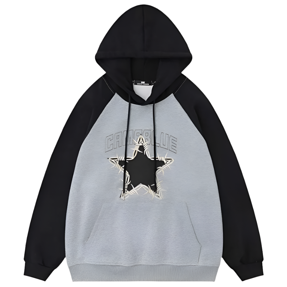 Star Stitching Y2k Oversized Retro Hoodie