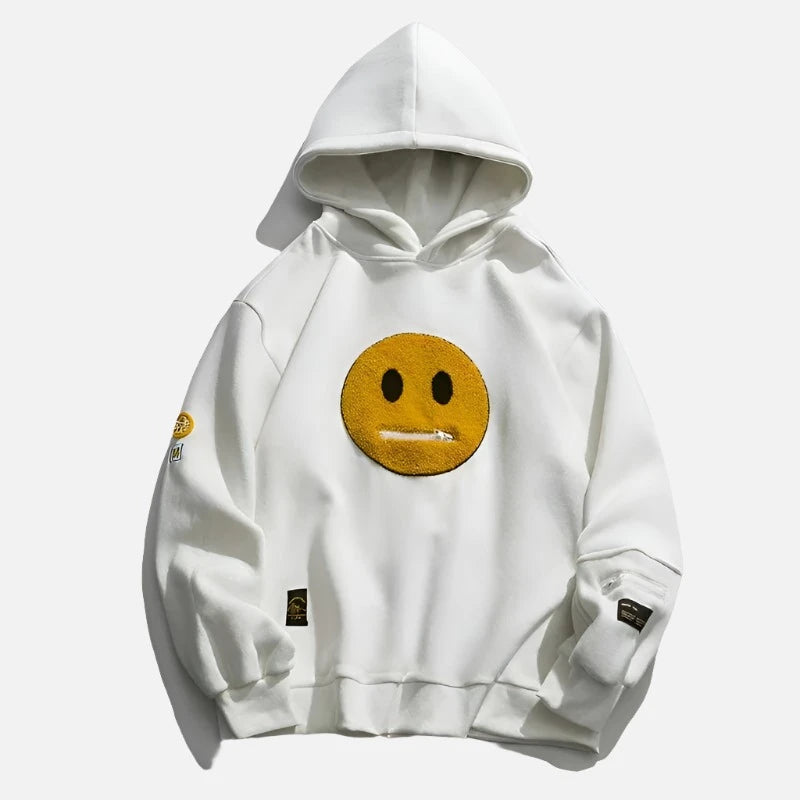 Smile Face Patchwork Oversized Hoodie