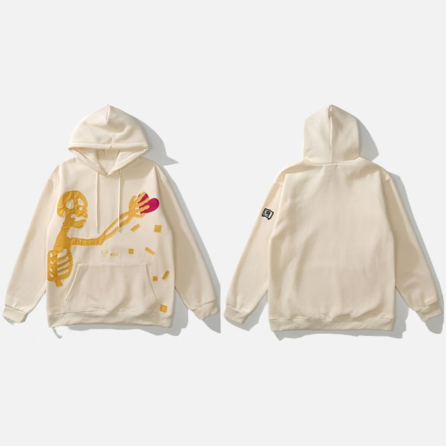 Skeleton Patch Soft Pullover Hoodie