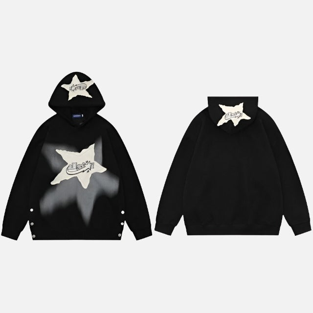 Embroidered Star Patch Reflective Hoodie