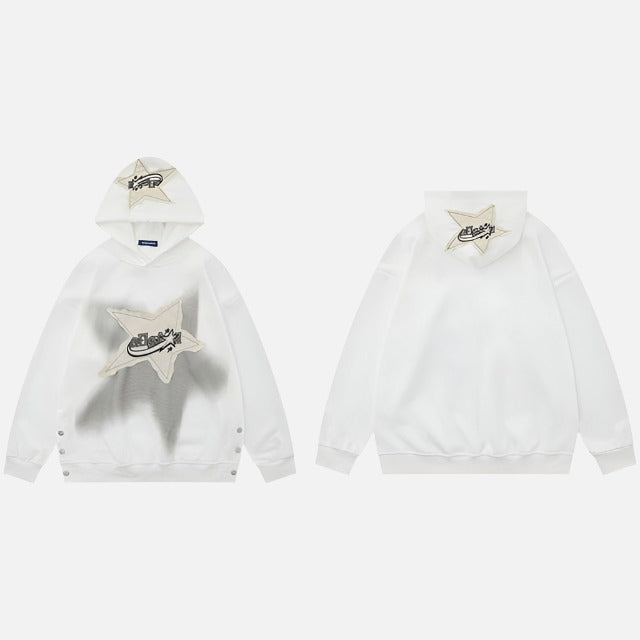 Embroidered Star Patch Reflective Hoodie