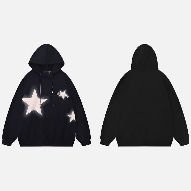 Y2k Embroidery Retro Star Patch Hoodie