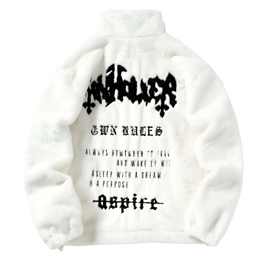 Aspire Lettering Fur Oversized Winter Jacket