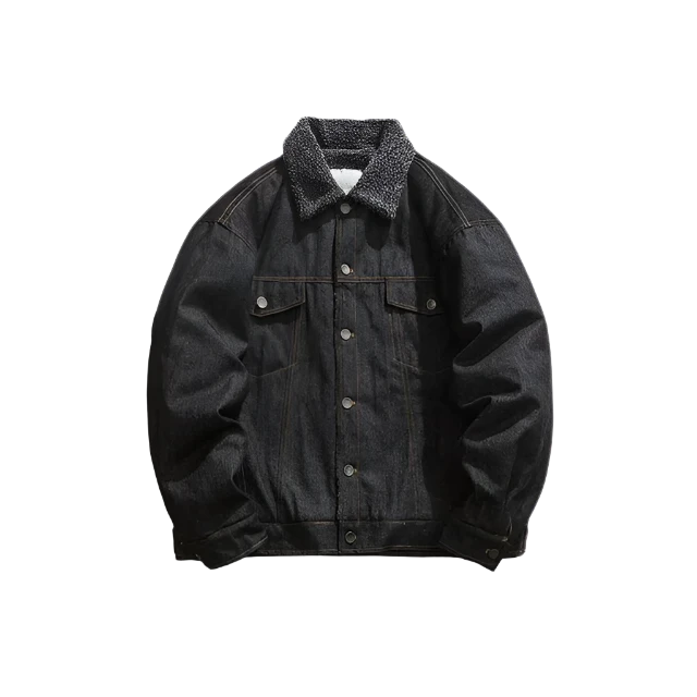 Padded Denim Lambswool Winter Jacket - Stronos