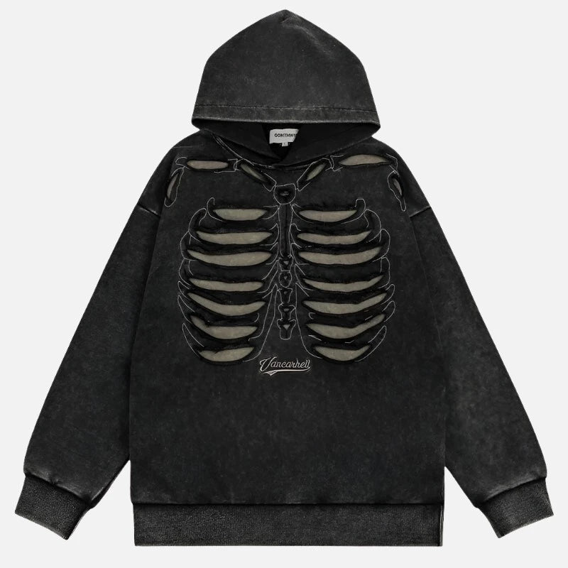 Ribcage Embroidered Bone Hoodie