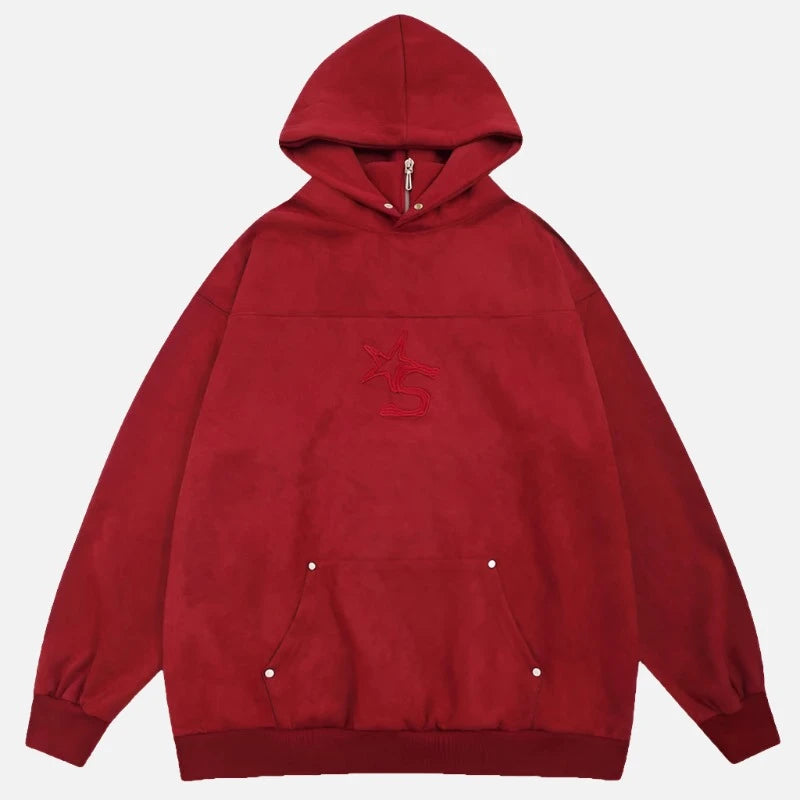 Turtle Neck Hybrid Y2k Embroidered Star Hoodie