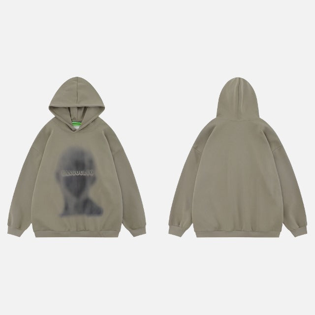 Grunge Shadow Figure Loose Hoodie