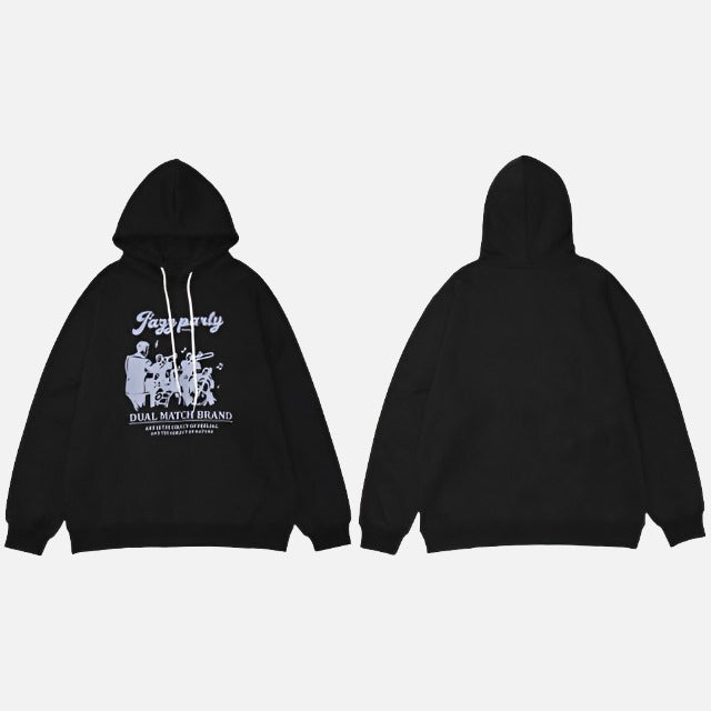 Band Vintage Printed Cotton Pullover Hoodie