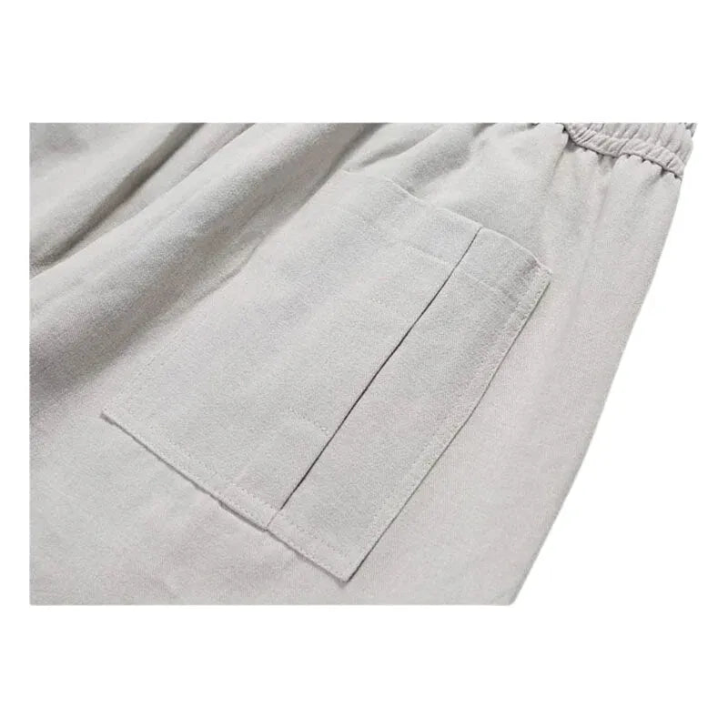 Wide Leg Cotton Drawstring Casual Summer Trousers