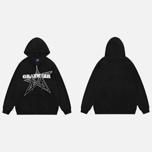 GrayStar Y2k Lettering Zip Up Hoodie