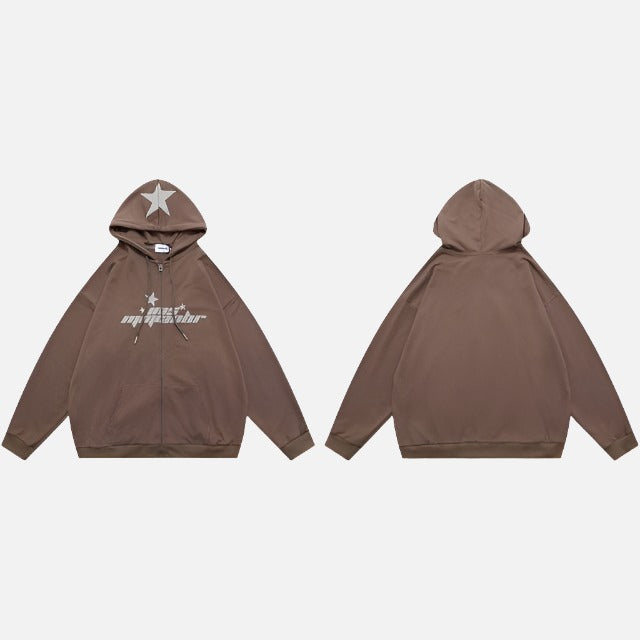 Star Y2k Retro Autumn Zip-Up Hoodie