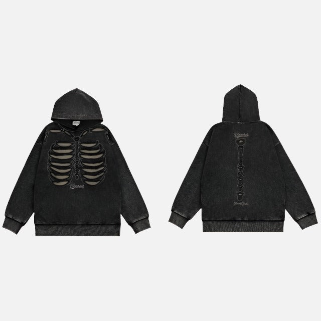 Ribcage Embroidered Bone Hoodie