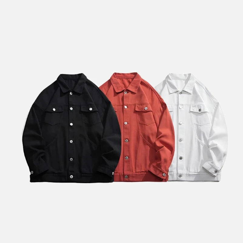 Retro Collar Button Solid Color Streetwear Jacket