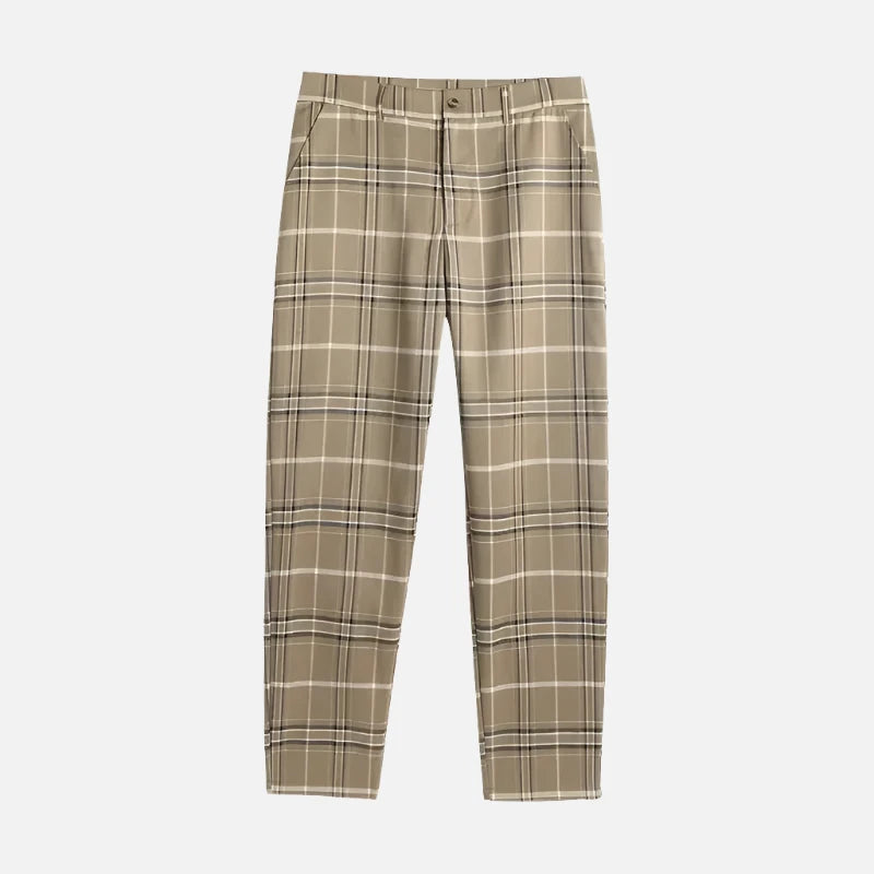 Checkered Plaid Zip Fly Trousers