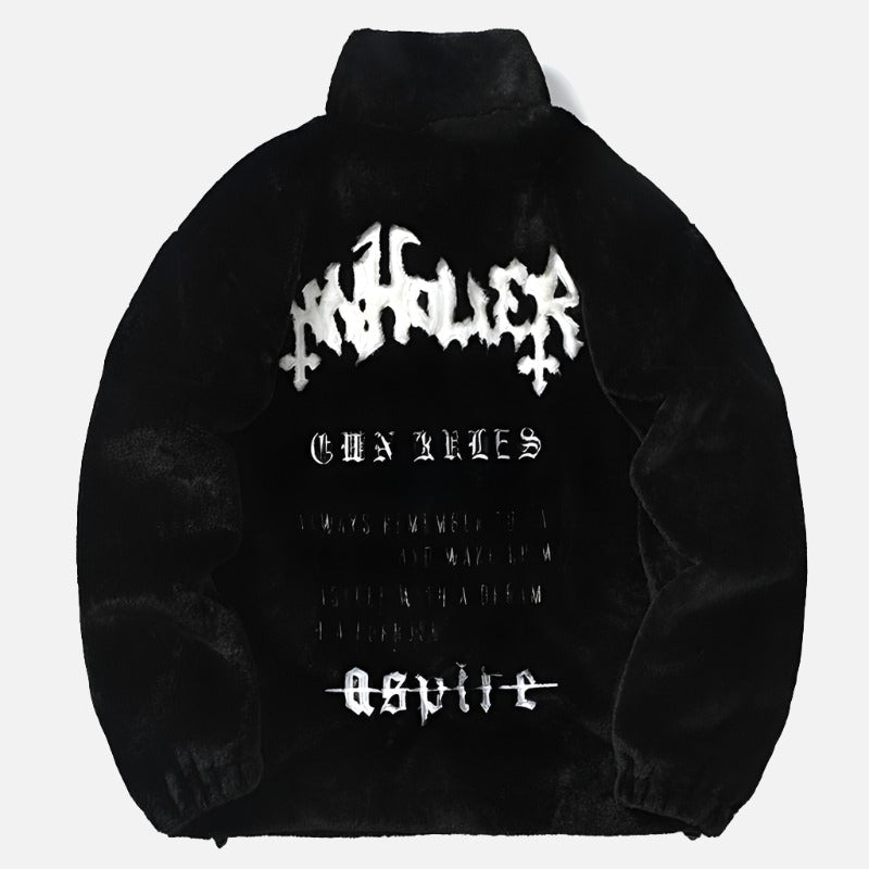 Aspire Lettering Fur Oversized Winter Jacket