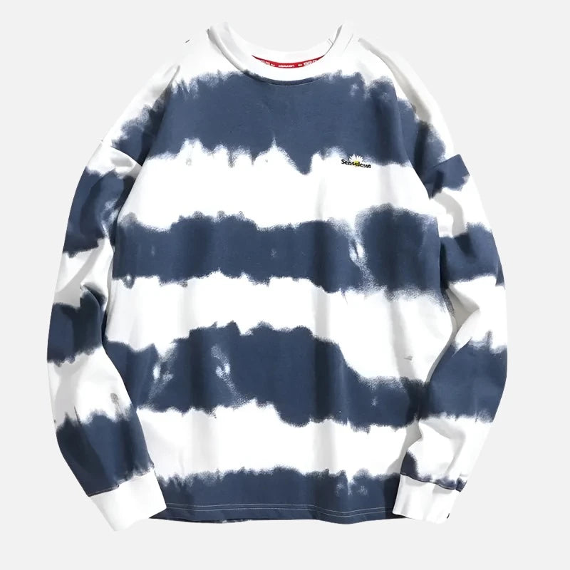 Tie Dye Striped Casual Pullover