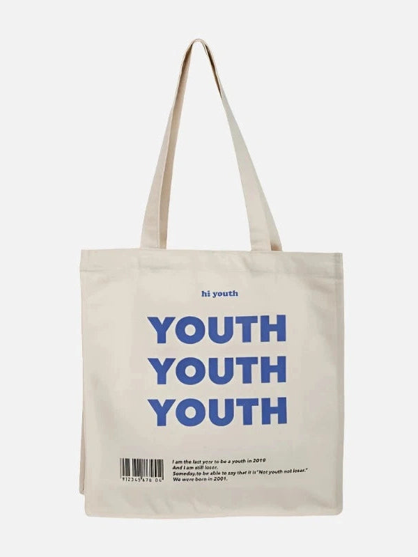 Youth Letter Print Eco Tote Bag