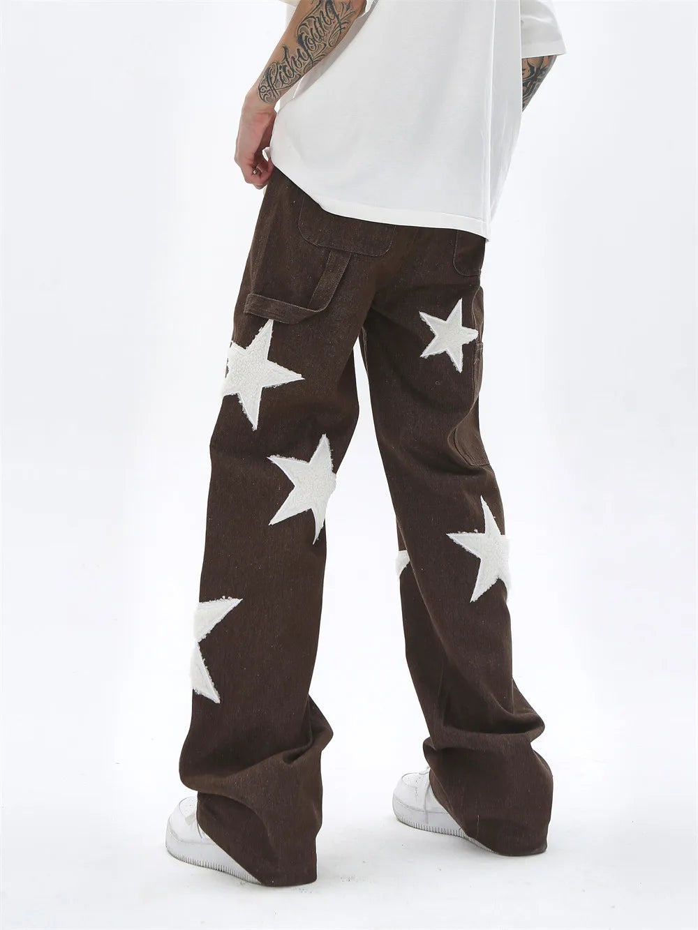 Denim Star Patchwork Embroidery Trousers