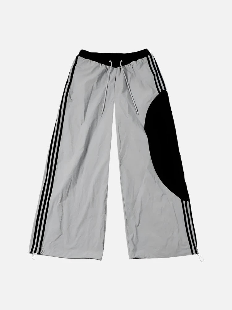 Gray Color Patch Standard Parachute Pants