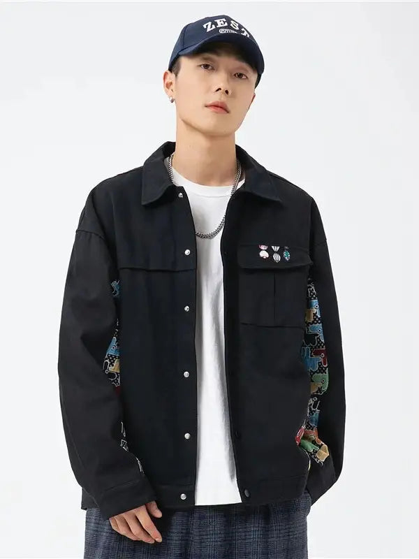 Streetwear Puzzle Abstract Button-up Jacket