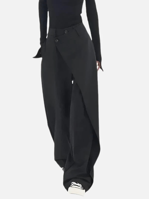 Asymmetrical Loose High Waist Office Pants