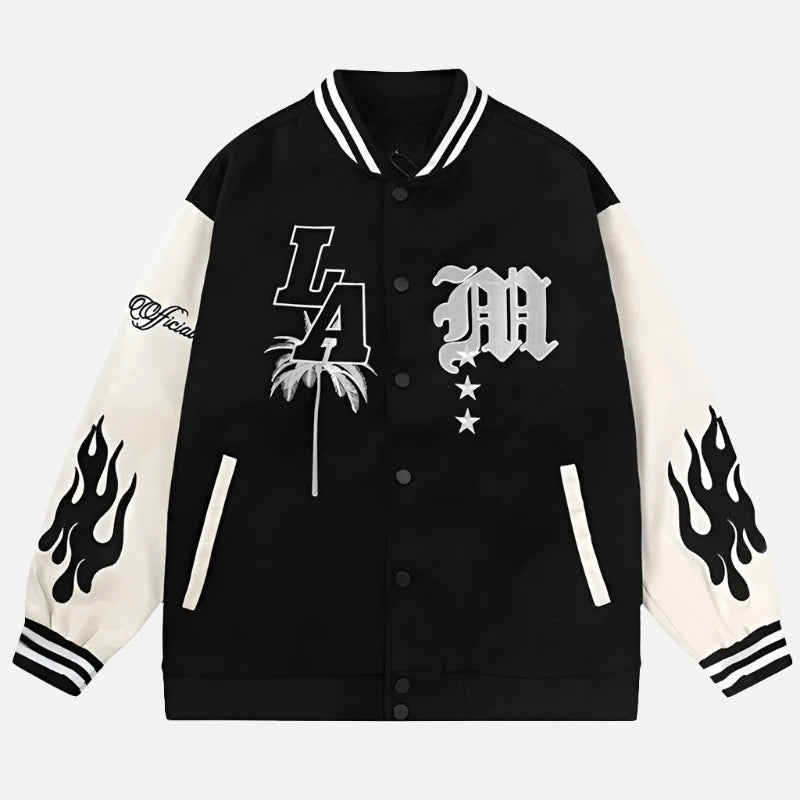 Letter Embroidery "LA" Streetwear Varsity Jacket