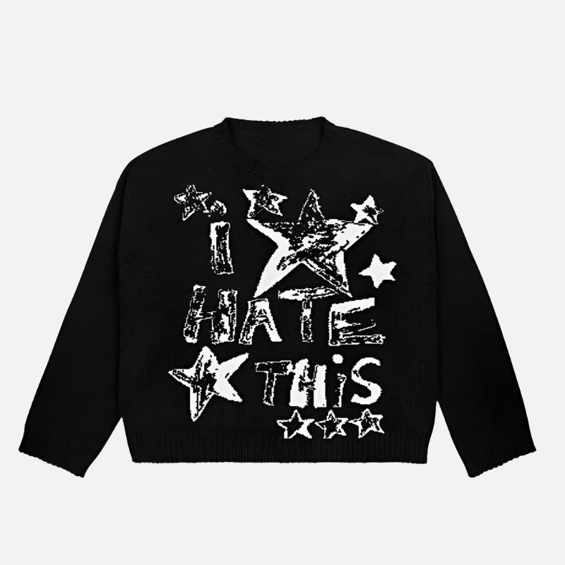 Gothic Slogan O-neck Graphic Winter Sweater