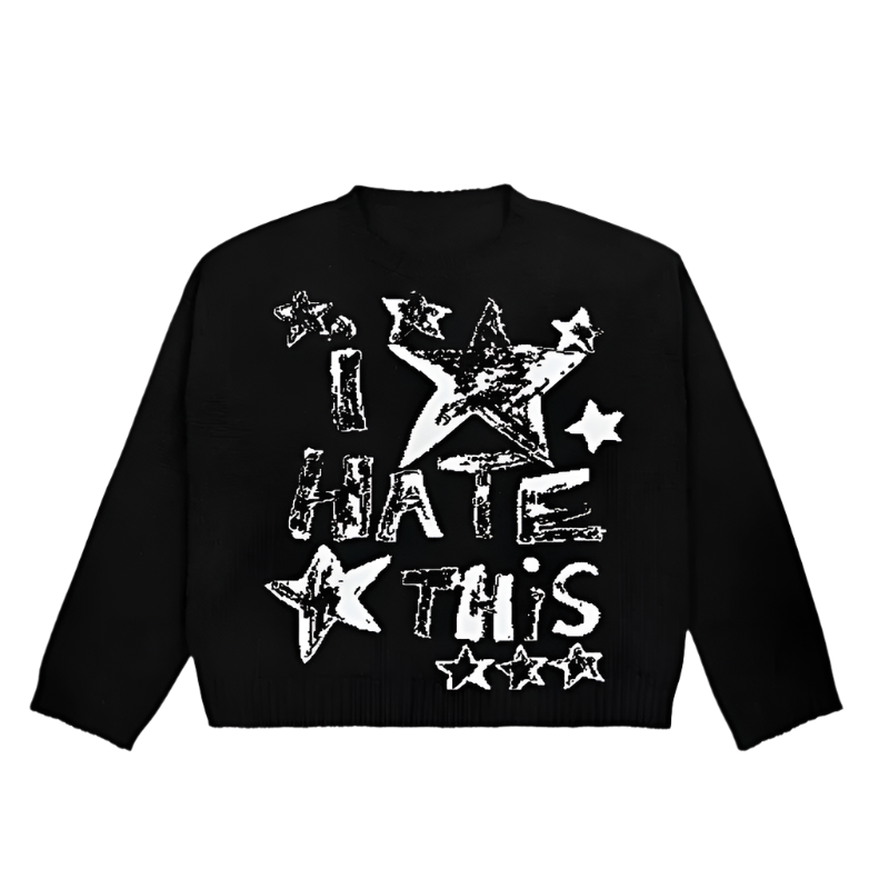 Gothic Slogan O-neck Graphic Winter Sweater