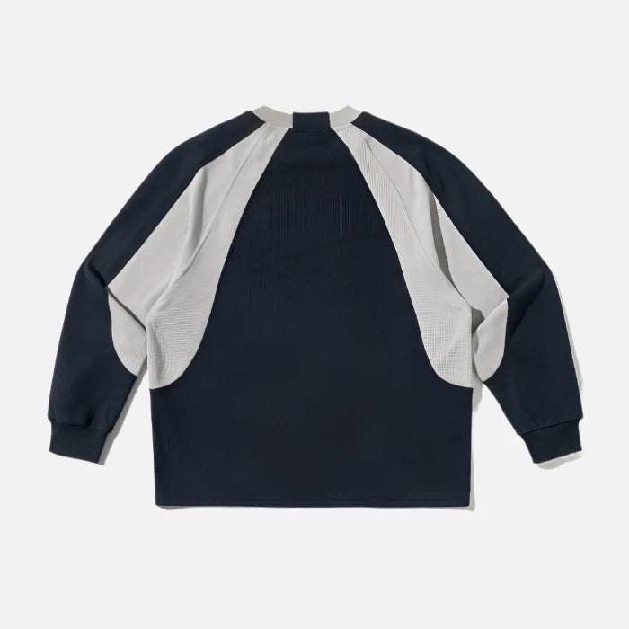 Splice Long Sleeve Dual Color Block Sweater