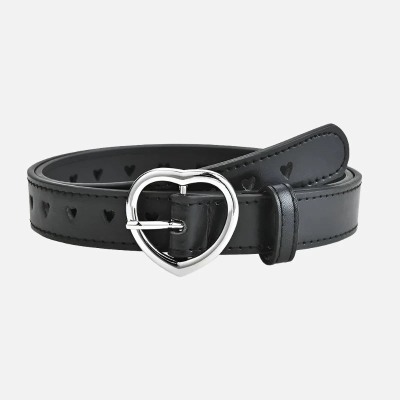 Faux Leather Heart Buckle Belt