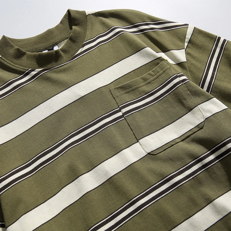 Stripe Splice Long Sleeve Loose Pullover Sweatshirt