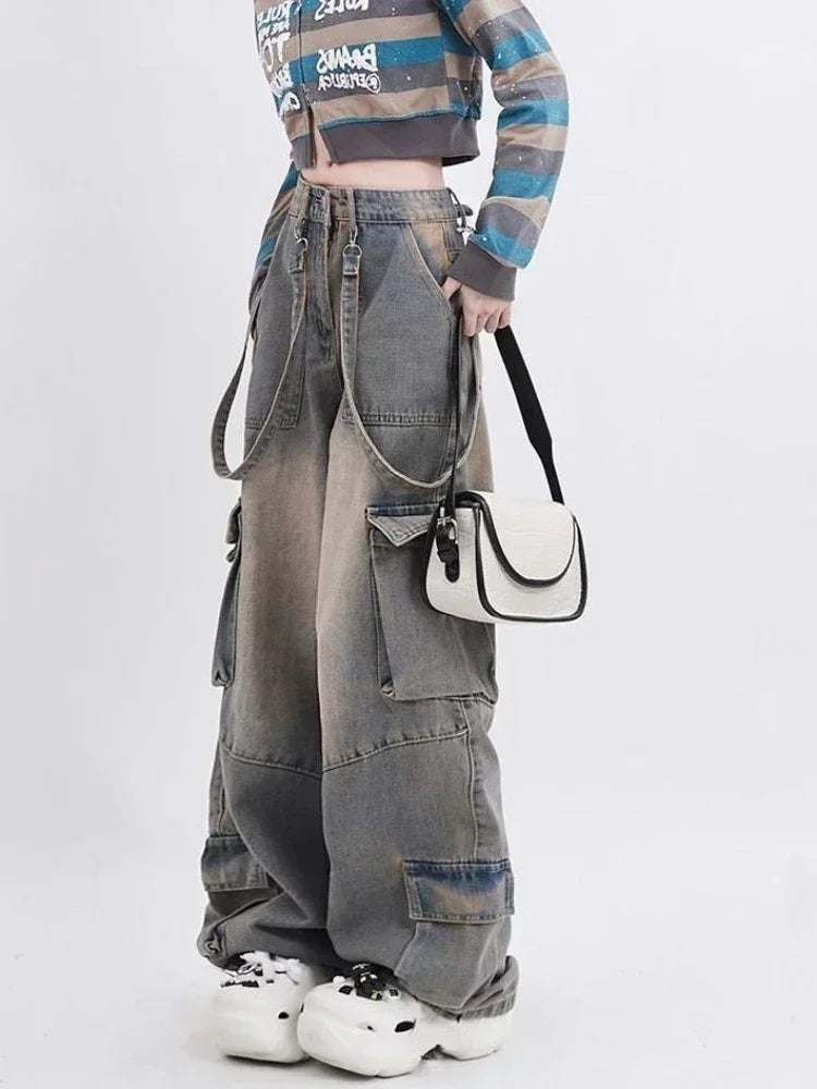 Vintage Blue Strip Cargo Pants