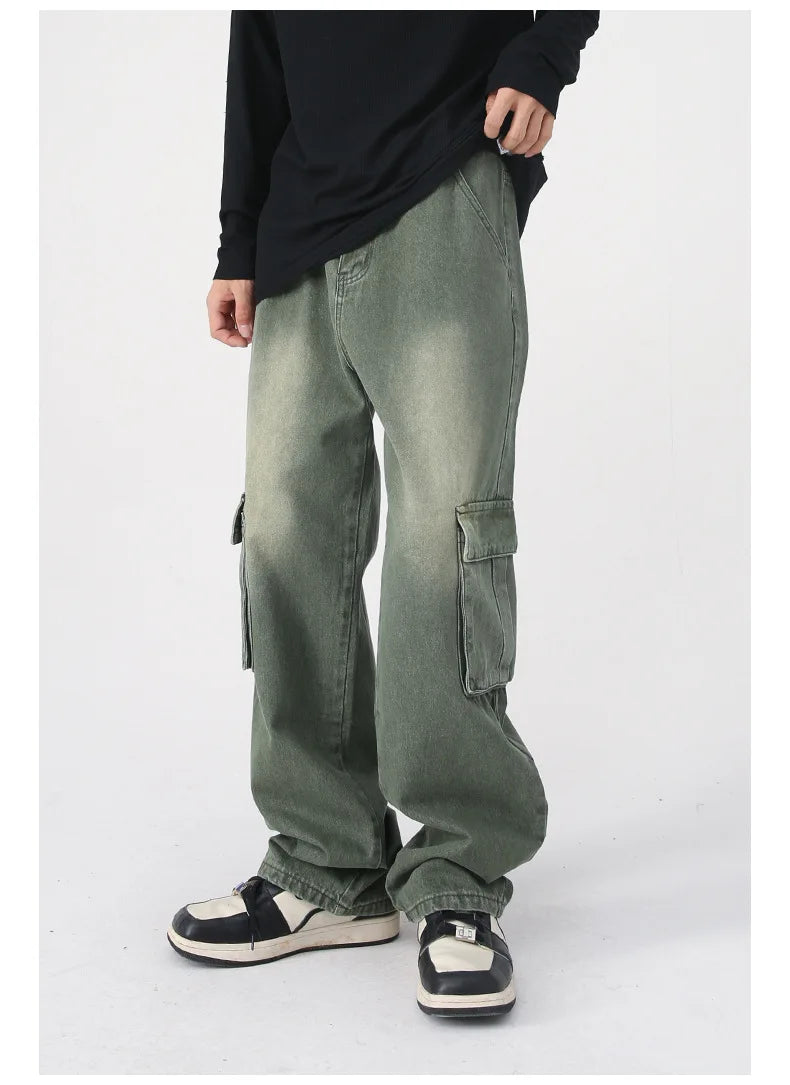 Distressed Vintage Shade Cargo Trousers