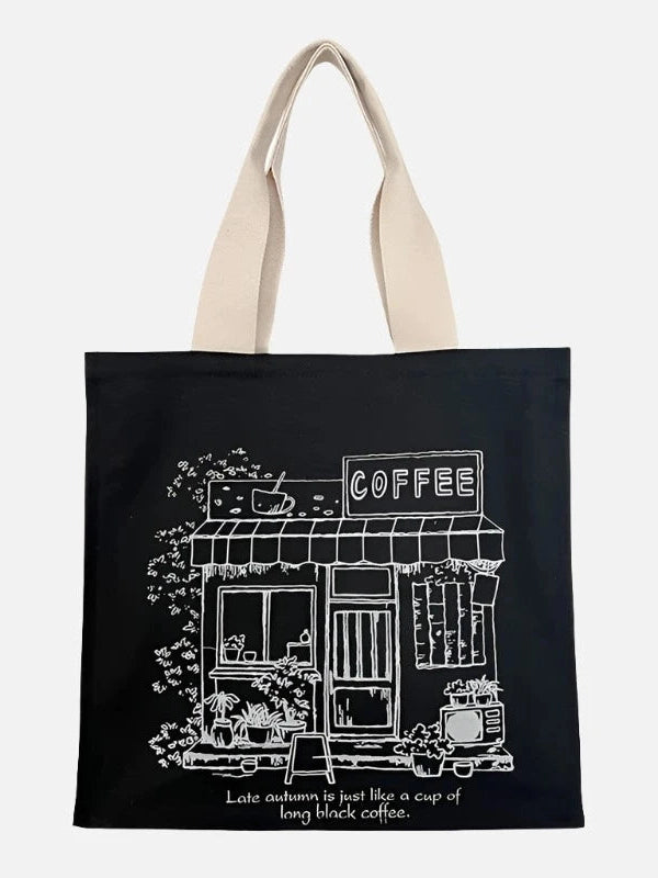 Coffee Shop Print Tote Bag