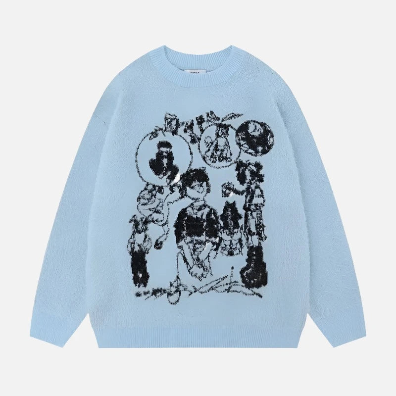 Harajuku Japanese Cartoon Casual Pullover