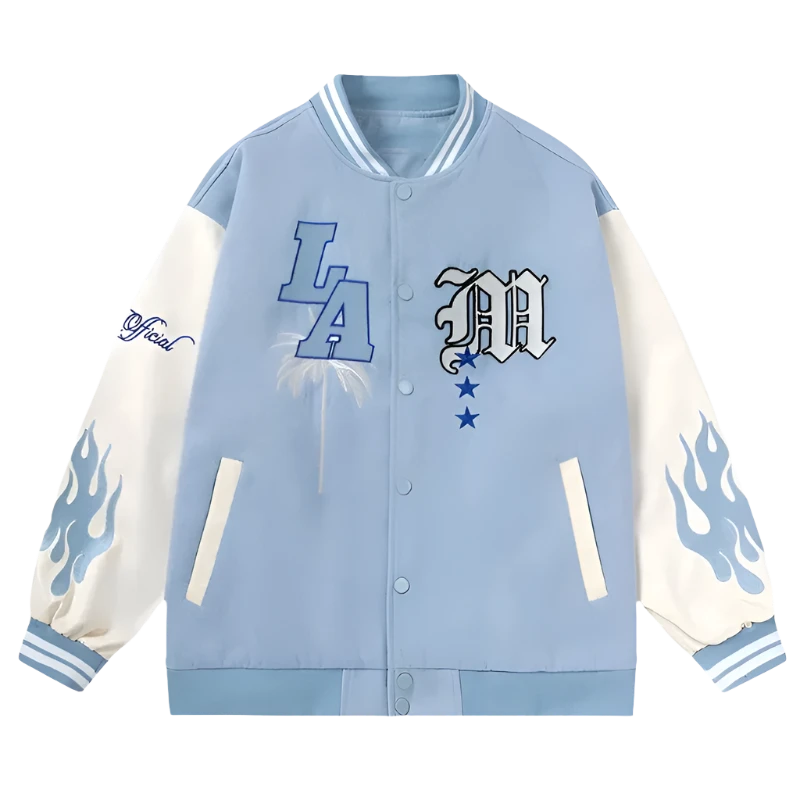 Letter Embroidery "LA" Streetwear Varsity Jacket