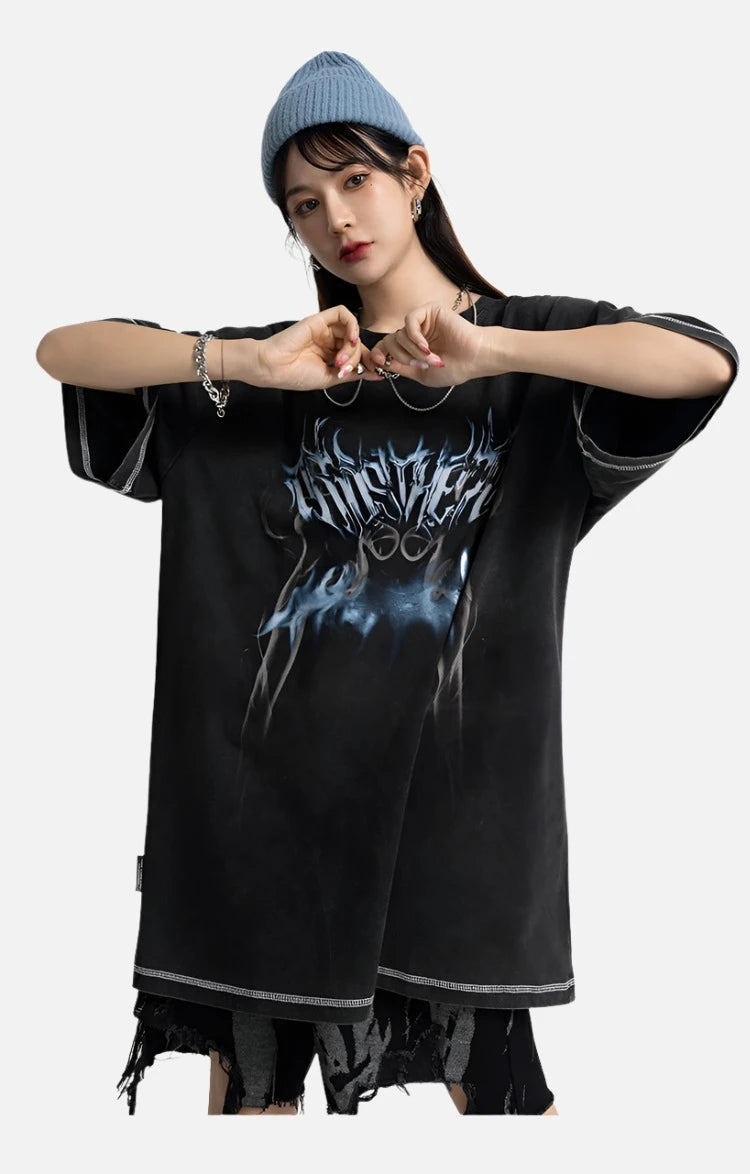 Loose Vintage Gothic Printed Summer T-Shirt