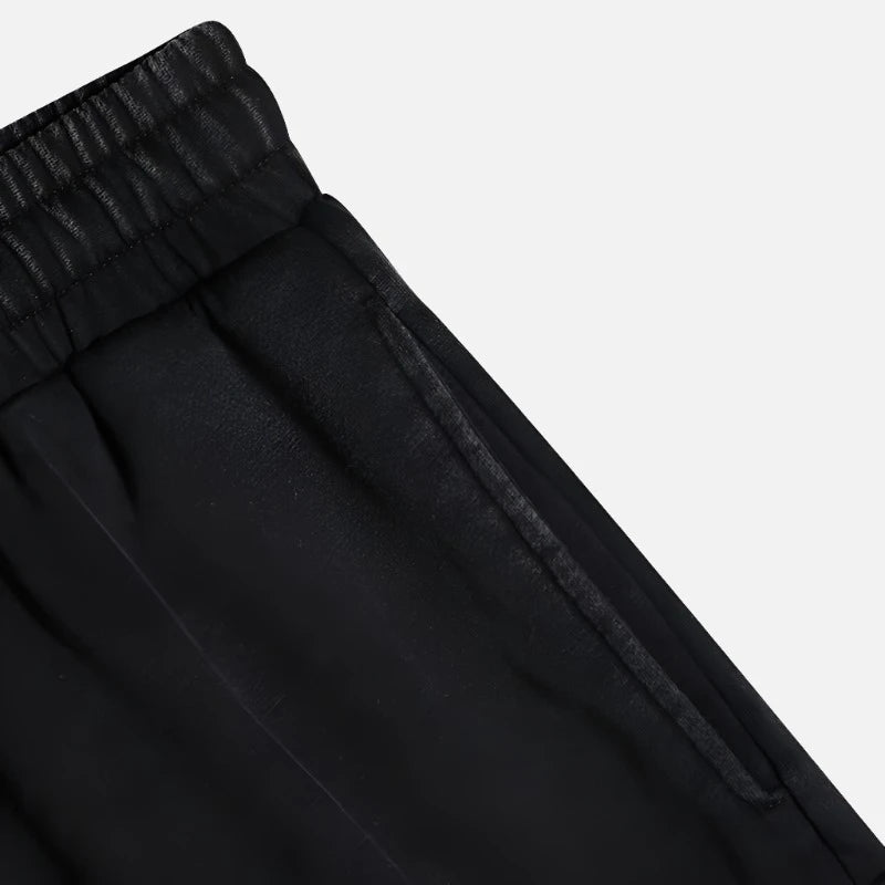 Washed Black Cotton Jogger Pocket Shorts