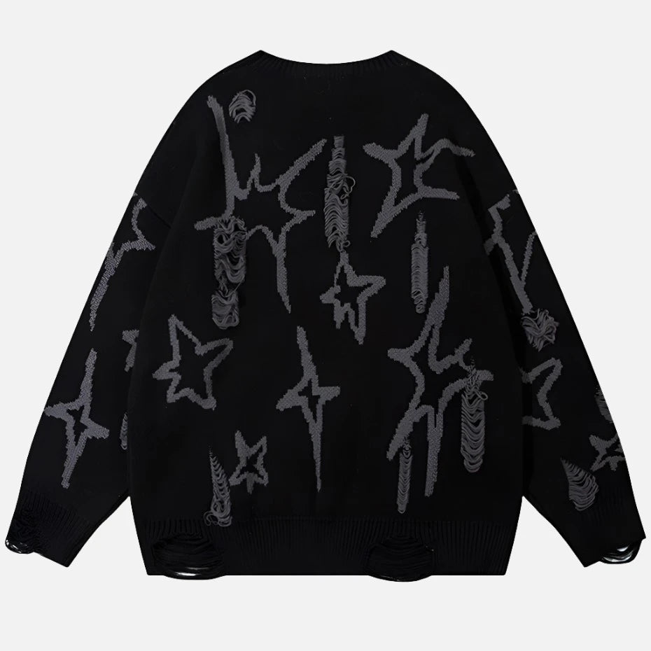 Ripped Y2k Graphic Loose Sweater