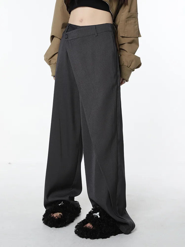 Asymmetrical Loose High Waist Office Pants