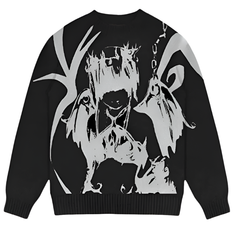 Grunge Chained Curse Full Print Heavy Pullover