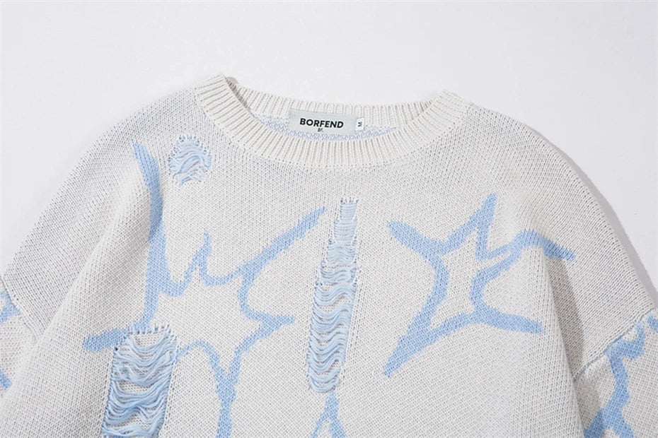 Ripped Y2k Graphic Loose Sweater