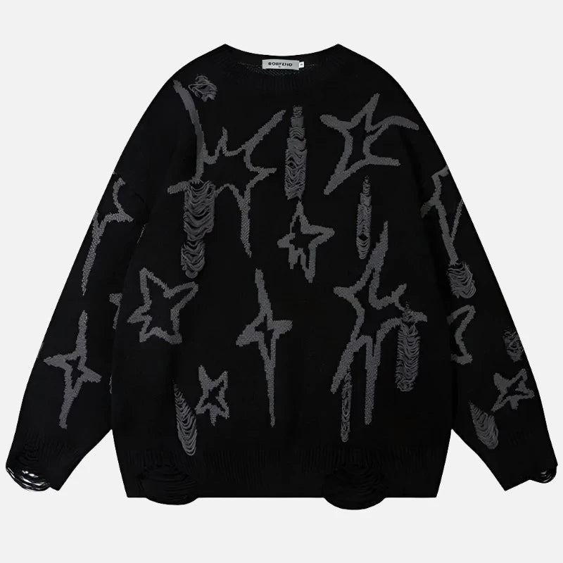 Ripped Y2k Graphic Loose Sweater