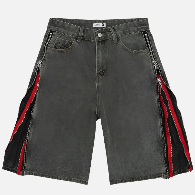 Double Zip Streetwear Denim Shorts