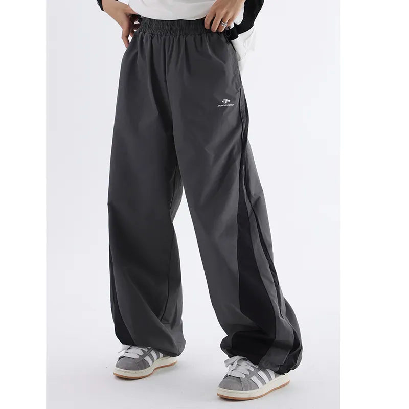 Baggy Color Contrast Lining Cotton Trousers