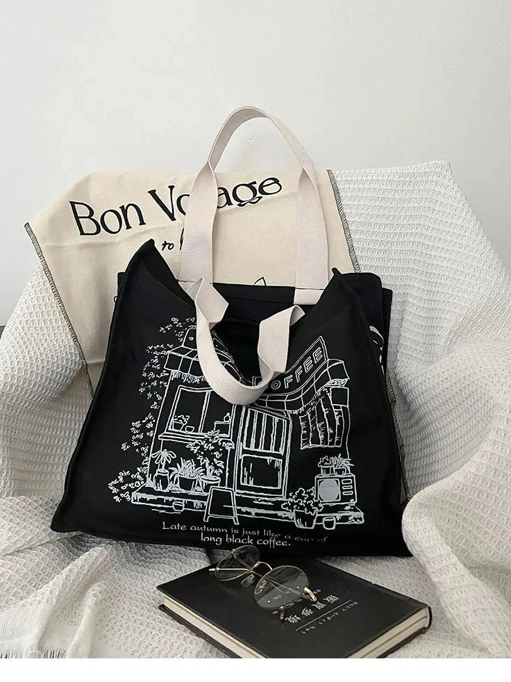 Coffee Shop Print Tote Bag