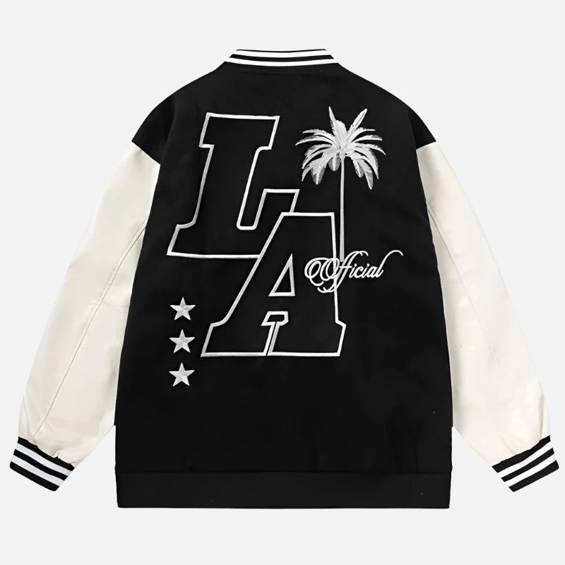 Letter Embroidery "LA" Streetwear Varsity Jacket